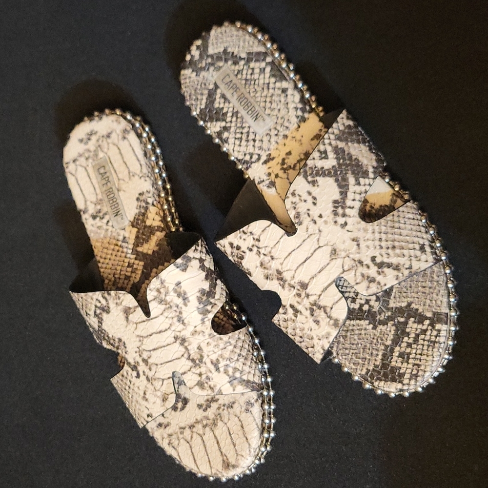 Cape Robbin Studded Snake Skin Sandals